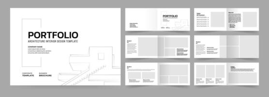Landscape architecture portfolio template or Portfolio layout design. A4 size brochure design for interior vector