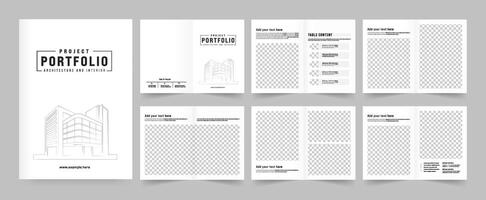 Architects Portfolio Booklet template, White Background Portfolio Layout vector