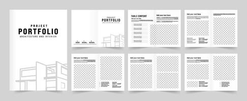 Architecture Portfolio Magazine Design, White Portfolio Layout vector