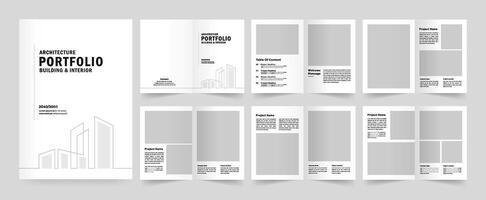 Architecture portfolio template or Portfolio layout design. A4 size brochure design for interior vector