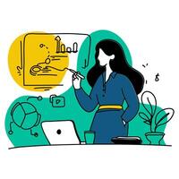 Revolutionize the way you connect with employees through our striking flat illustrations that are designed to leave a mark vector