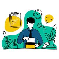Transform the way you communicate with employees through our impactful flat illustrations tailored for Employee Assistance vector