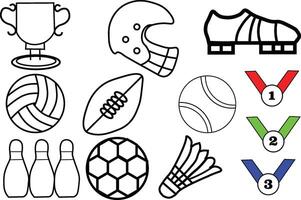 A diverse set of sports icons designed to capture the essence of different sports and physical activities. Ideal for enhancing your digital and print projects with a sporty vibe. vector