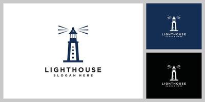 Lighthouse searchlight beacon tower island simple logo design vector