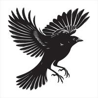 Red-winged blackbird silhouette, Red-winged Blackbird hovering wings beating Illustration vector