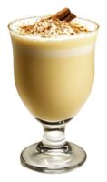 Creamy eggnog in a glass with spices, cut out - stock . png