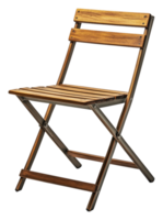 Wooden folding chair in a simple design, cut out - stock . png