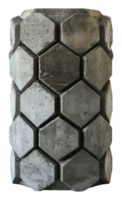 Geometric concrete vase with hexagonal patterns, cut out - stock . png