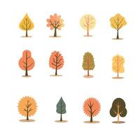 Trees in different colors and shapes Illustration vector