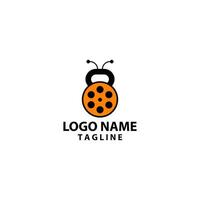 dumbbells bug logo design vector