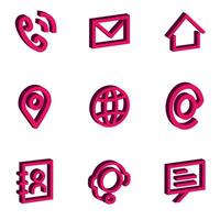 set of contact icons 3d design color vector