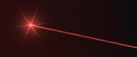 Red laser beam light effect isolated on transparent background vector