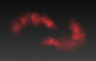 Red smoke, colorful fog, realistic smog, haze, mist or cloudiness effect. vector