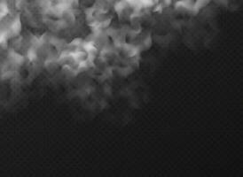 Fog or smoke cloud isolated on dark background. Realistic smog, haze, mist or cloudiness effect. vector