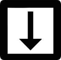 an arrow pointing down in a square box vector