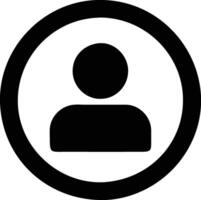 a black and white icon of a person in a circle vector