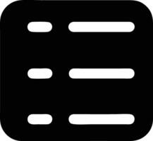 a black and white icon of a square with three lines vector
