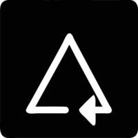 a black and white icon of a triangle with a white arrow pointing to the right vector