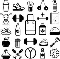 a set of black and white icons for fitness and exercise vector