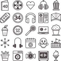 a set of icons for a movie and music vector