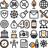 a set of icons that include a clock vector