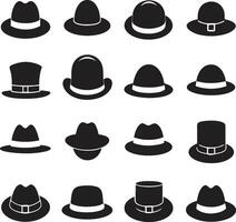 a set of hats and hats on a white background vector