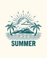 summer design tshirt with palm trees and the sun vector