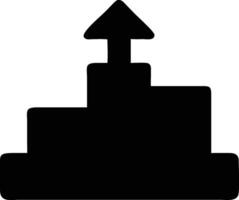 a black and white icon of a building with an arrow pointing up vector