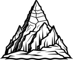 a mountain with a large rock on top vector