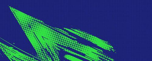 Abstract Sport Background with Green and Blue Brush Texture and Halftone Effect. Dirty Grunge Background vector