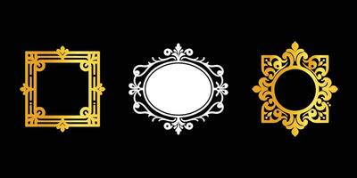 Golden and white frame set vector