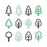 Tree line icon set vector
