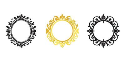 Black and golden frame and border set vector