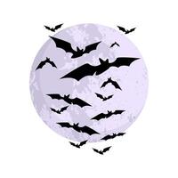 Halloween Bats Flock With Full Moon vector