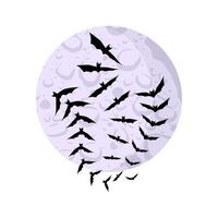Halloween Bats Flock With Full Moon vector