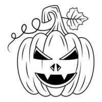 Flat Halloween Pumpkin Line Icon vector