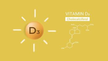 A tablet with the inscription Vitamin D3 and structure chemical formula. vector