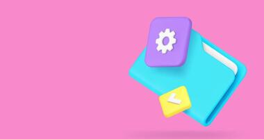 Document folder archive management data storage settings 3d icon animation loop video