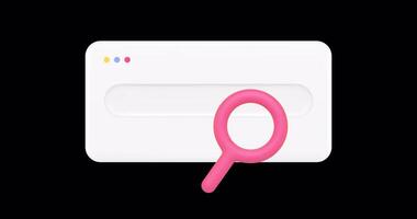 Internet browser search tab interface 3d icon animation loop with alpha channel video