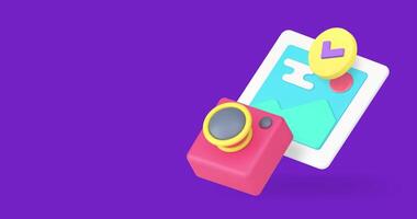 Photo gallery photography image with snapshot camera multimedia picture 3d icon animation loop video