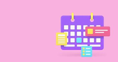 Calendar schedule reminder time management 3d icon animation loop video