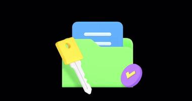 Key takeaway business document folder 3d icon animation loop with alpha channel video