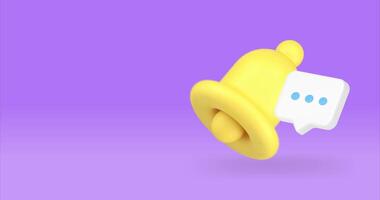 Chat message ring bell notification incoming inbox mailbox communication 3d icon animation loop video