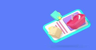 Online shopping smartphone application payment delivery 3d icon animation loop video