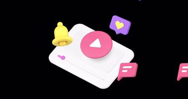 blog vlog cyberspace channel online broadcasting multimedia content 3d icon animation with alpha channel video