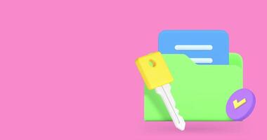 Key takeaway business document folder with pass 3d icon animation loop video