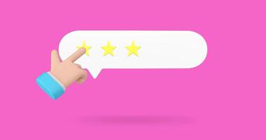 Business man hand cursor click five stars rating best customer choice 3d icon animation loop video