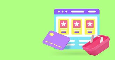 Online shopping marketplace web browser order purchase 3d icon animation loop video