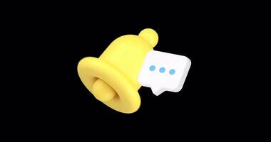 Chat message ring bell notification incoming inbox mailbox communication 3d icon animation loop with alpha channel video