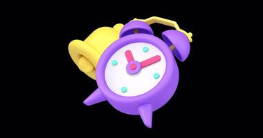 Alarm clock reminder ring bell watch 3d icon animation loop with alpha channel video